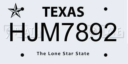 HJM7892 Texas License Plate