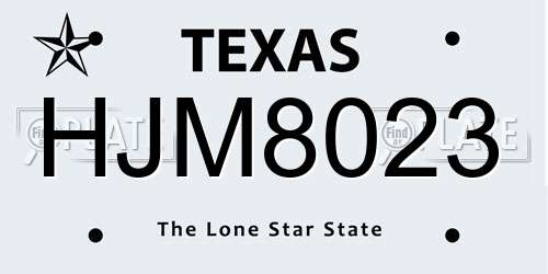 HJM8023 Texas License Plate