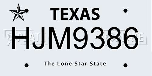 HJM9386 Texas License Plate