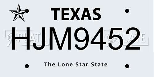 HJM9452 Texas License Plate