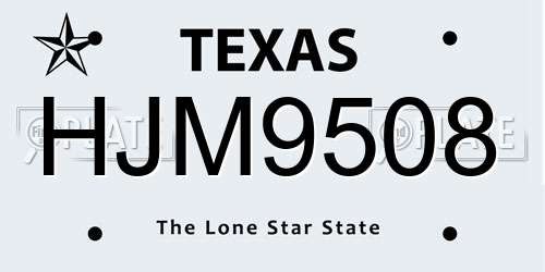HJM9508 Texas License Plate
