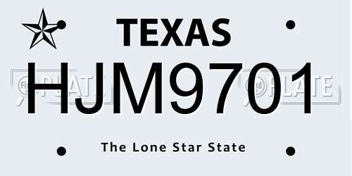 HJM9701 Texas License Plate