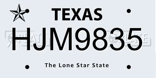 HJM9835 Texas License Plate