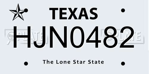 HJN0482 Texas License Plate