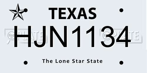 HJN1134 Texas License Plate