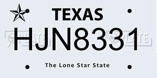 HJN8331 Texas License Plate