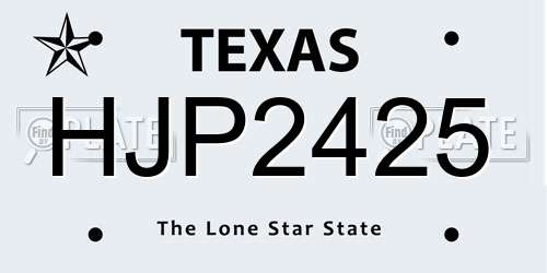 HJP2425 Texas License Plate