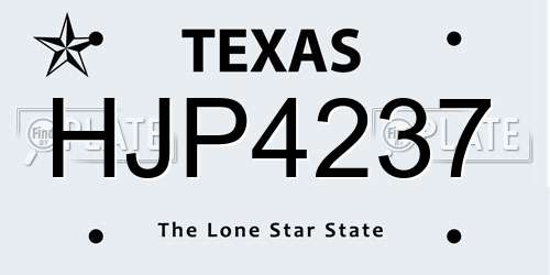 HJP4237 Texas License Plate