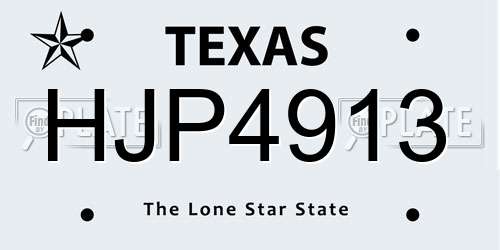 HJP4913 Texas License Plate