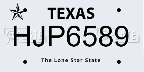 HJP6589 Texas License Plate