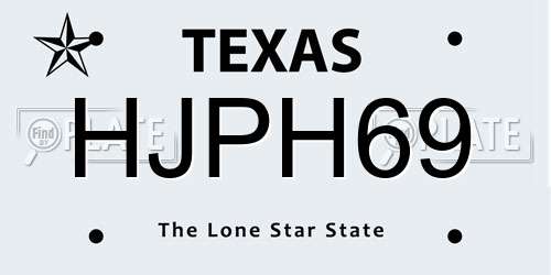 HJPH69 Texas License Plate