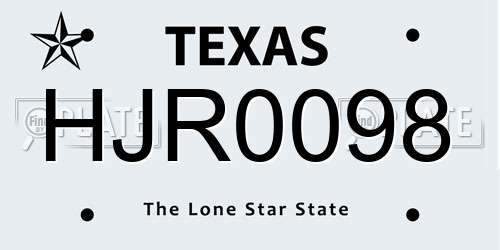 HJR0098 Texas License Plate