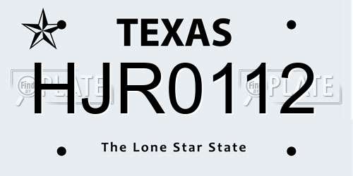 HJR0112 Texas License Plate