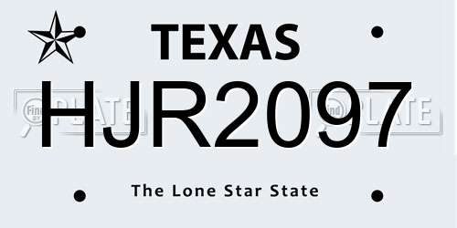 HJR2097 Texas License Plate