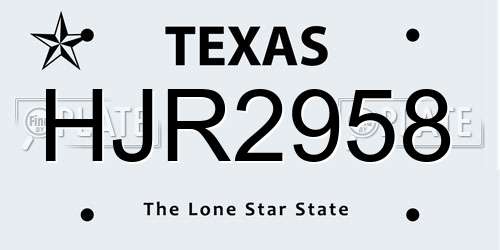 HJR2958 Texas License Plate