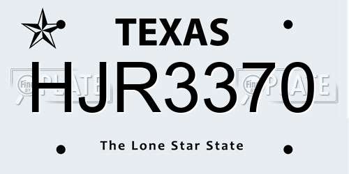 HJR3370 Texas License Plate