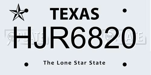 HJR6820 Texas License Plate