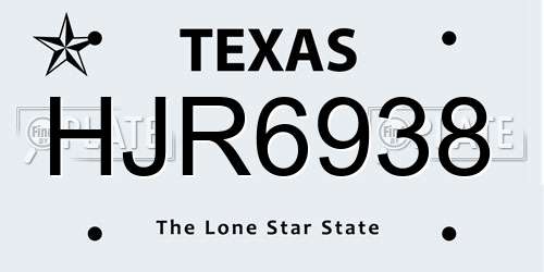 HJR6938 Texas License Plate