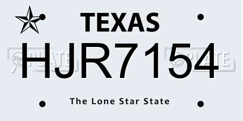 HJR7154 Texas License Plate