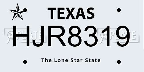 HJR8319 Texas License Plate