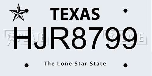 HJR8799 Texas License Plate