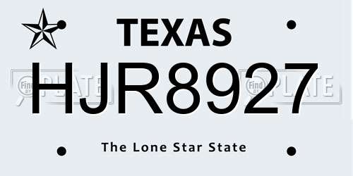 HJR8927 Texas License Plate