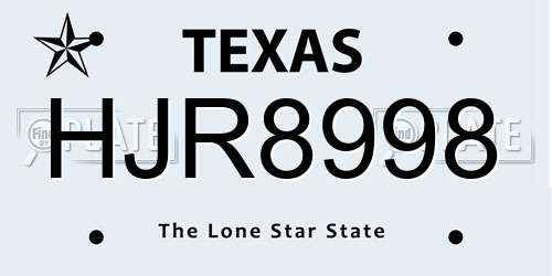HJR8998 Texas License Plate