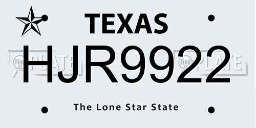 HJR9922 Texas License Plate
