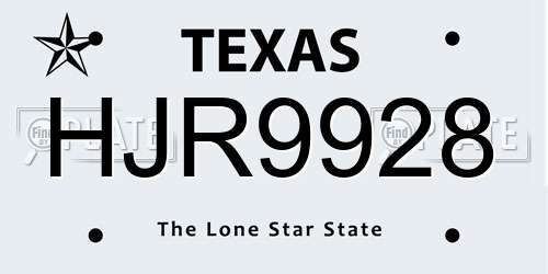 HJR9928 Texas License Plate