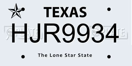 HJR9934 Texas License Plate