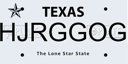 HJRGGOG Texas License Plate