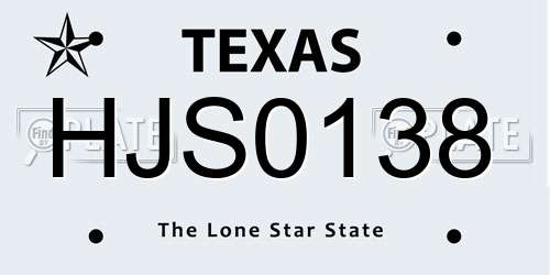 HJS0138 Texas License Plate