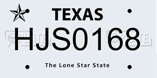 HJS0168 Texas License Plate
