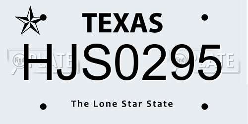 HJS0295 Texas License Plate