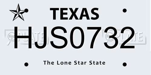 HJS0732 Texas License Plate