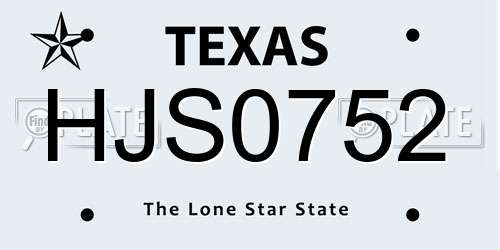 HJS0752 Texas License Plate