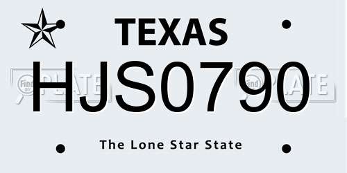 HJS0790 Texas License Plate