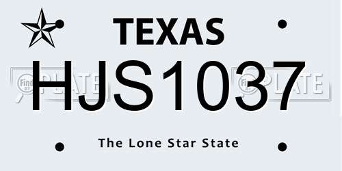 HJS1037 Texas License Plate