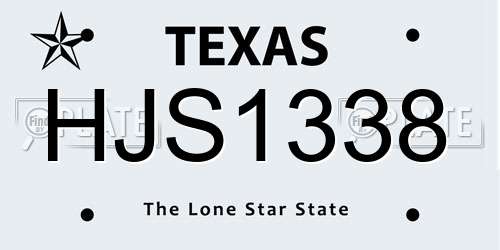 HJS1338 Texas License Plate