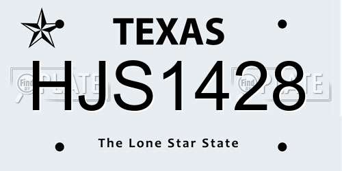HJS1428 Texas License Plate