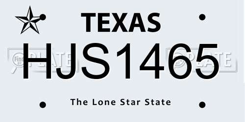 HJS1465 Texas License Plate