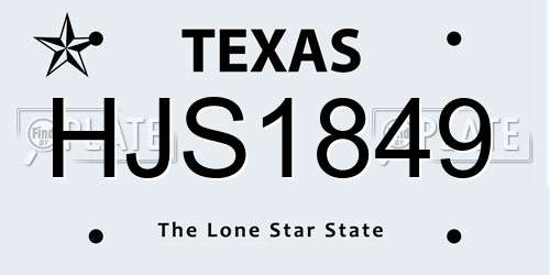 HJS1849 Texas License Plate