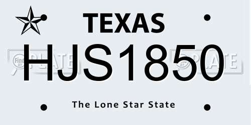 HJS1850 Texas License Plate