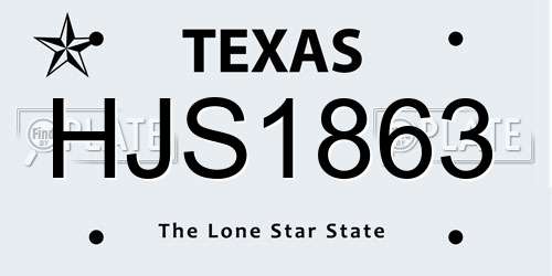 HJS1863 Texas License Plate