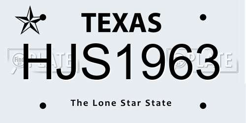 HJS1963 Texas License Plate