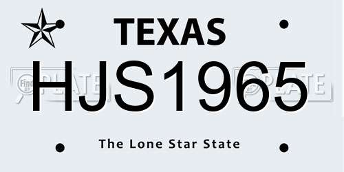 HJS1965 Texas License Plate