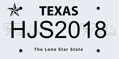 HJS2018 Texas License Plate