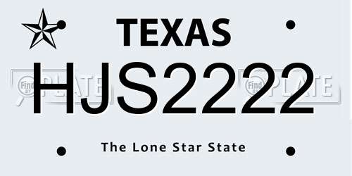 HJS2222 Texas License Plate
