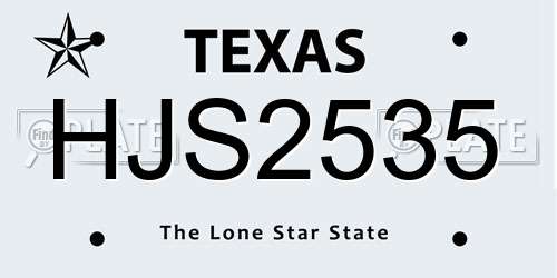 HJS2535 Texas License Plate