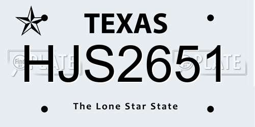 HJS2651 Texas License Plate